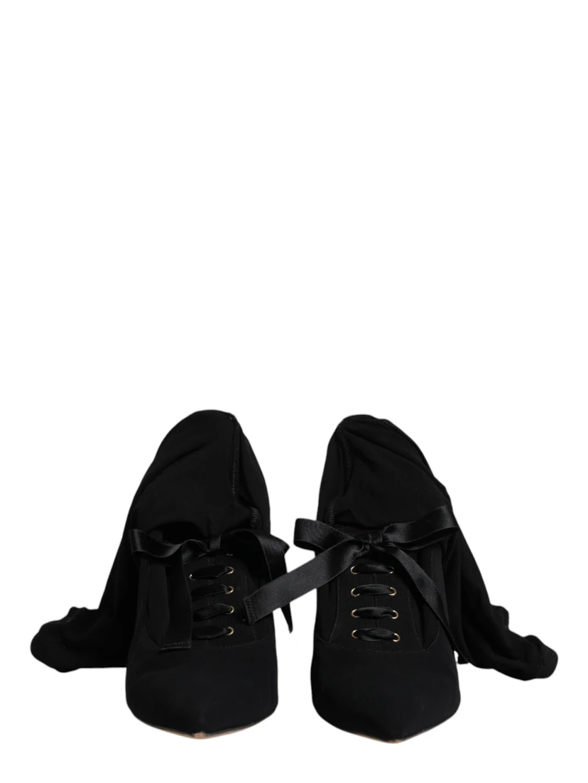 Black Stiletto Heels Mid Calf Boots Shoes