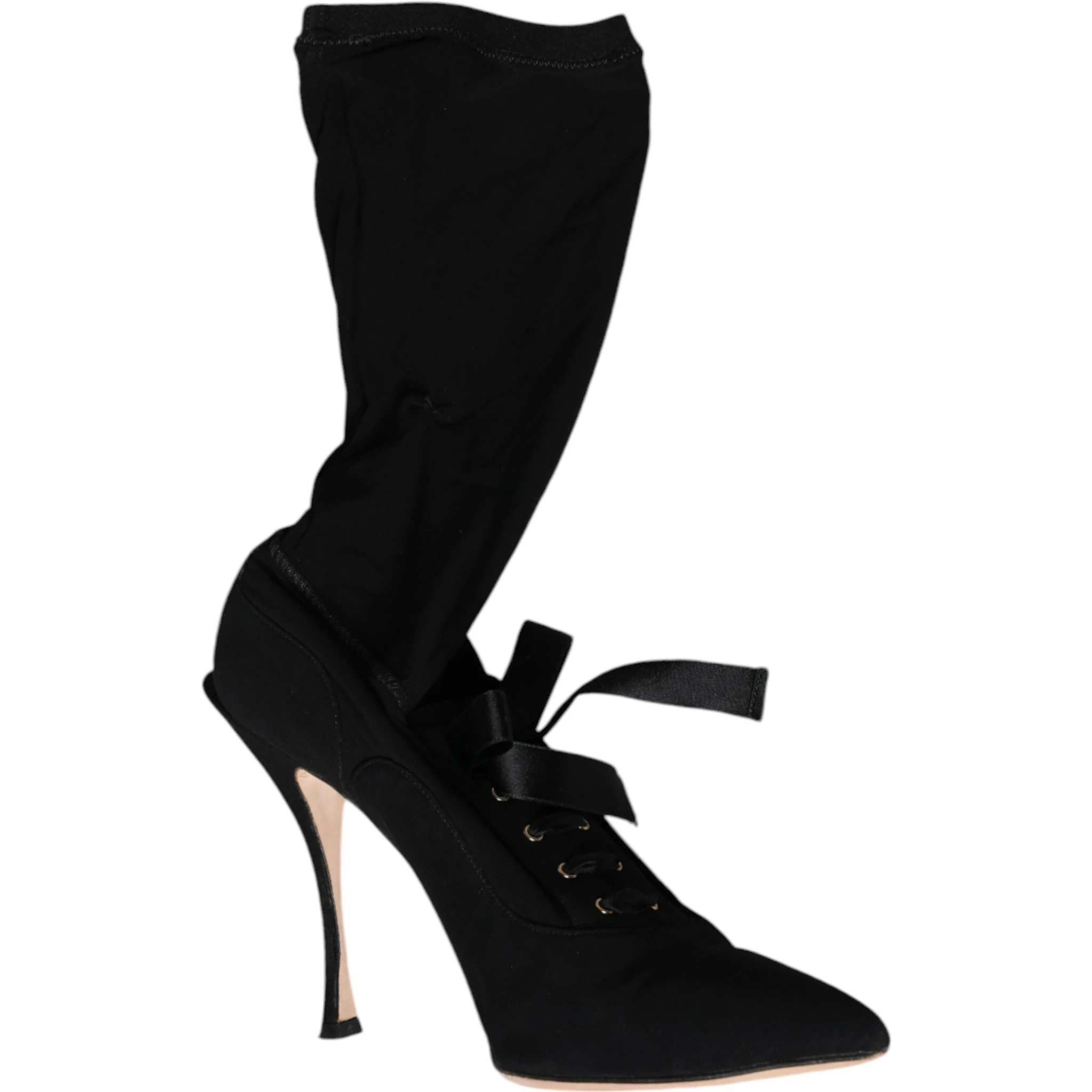 Black Stiletto Heels Mid Calf Boots Shoes
