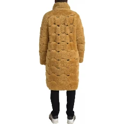 Yellow Wool Long Teddy Coat Jacket