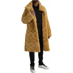 Yellow Wool Long Teddy Coat Jacket