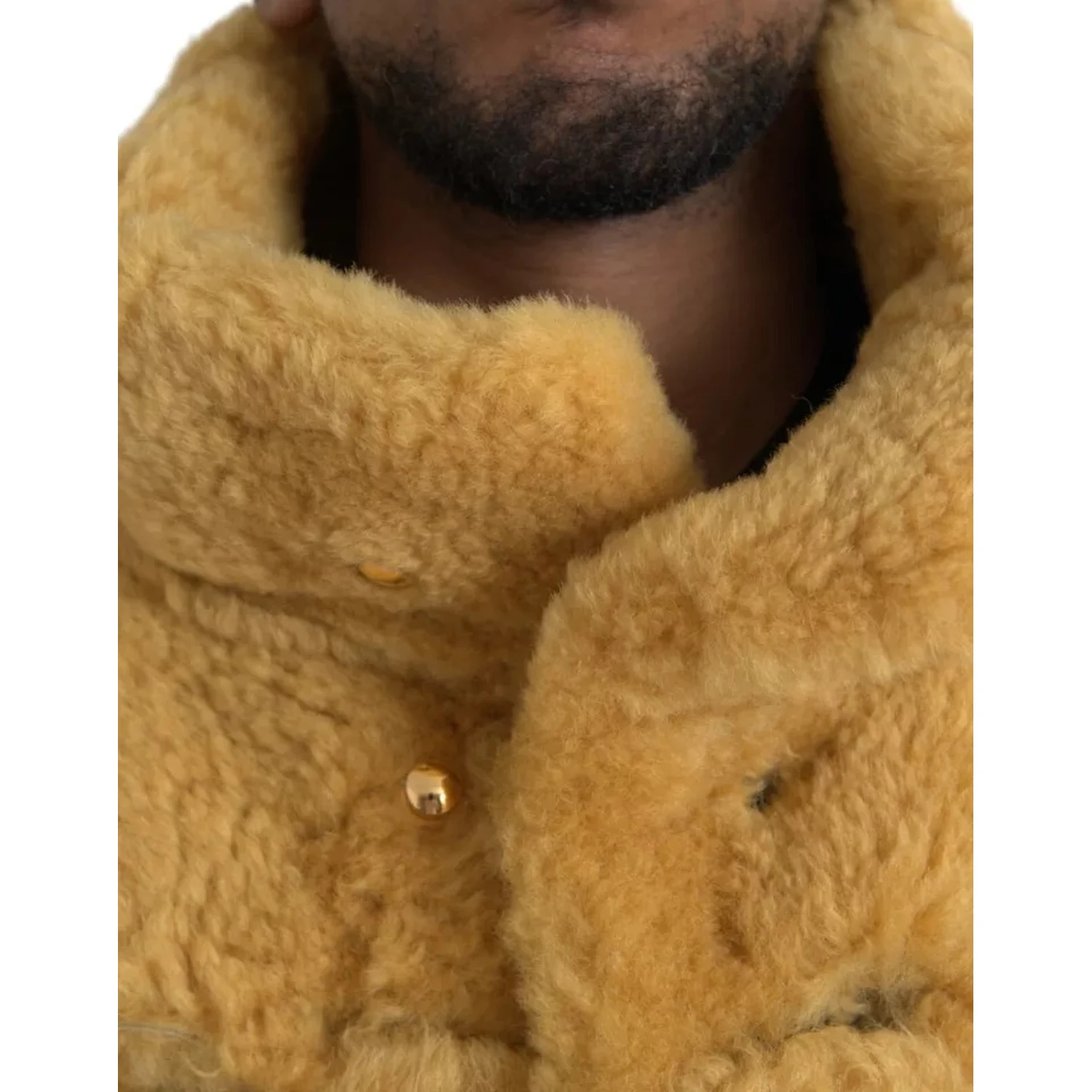 Yellow Wool Long Teddy Coat Jacket