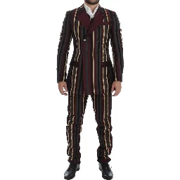 Multicolor Striped Runway 3 Piece Slim Fit Vest Suit
