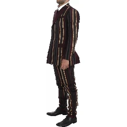 Multicolor Striped Runway 3 Piece Slim Fit Vest Suit