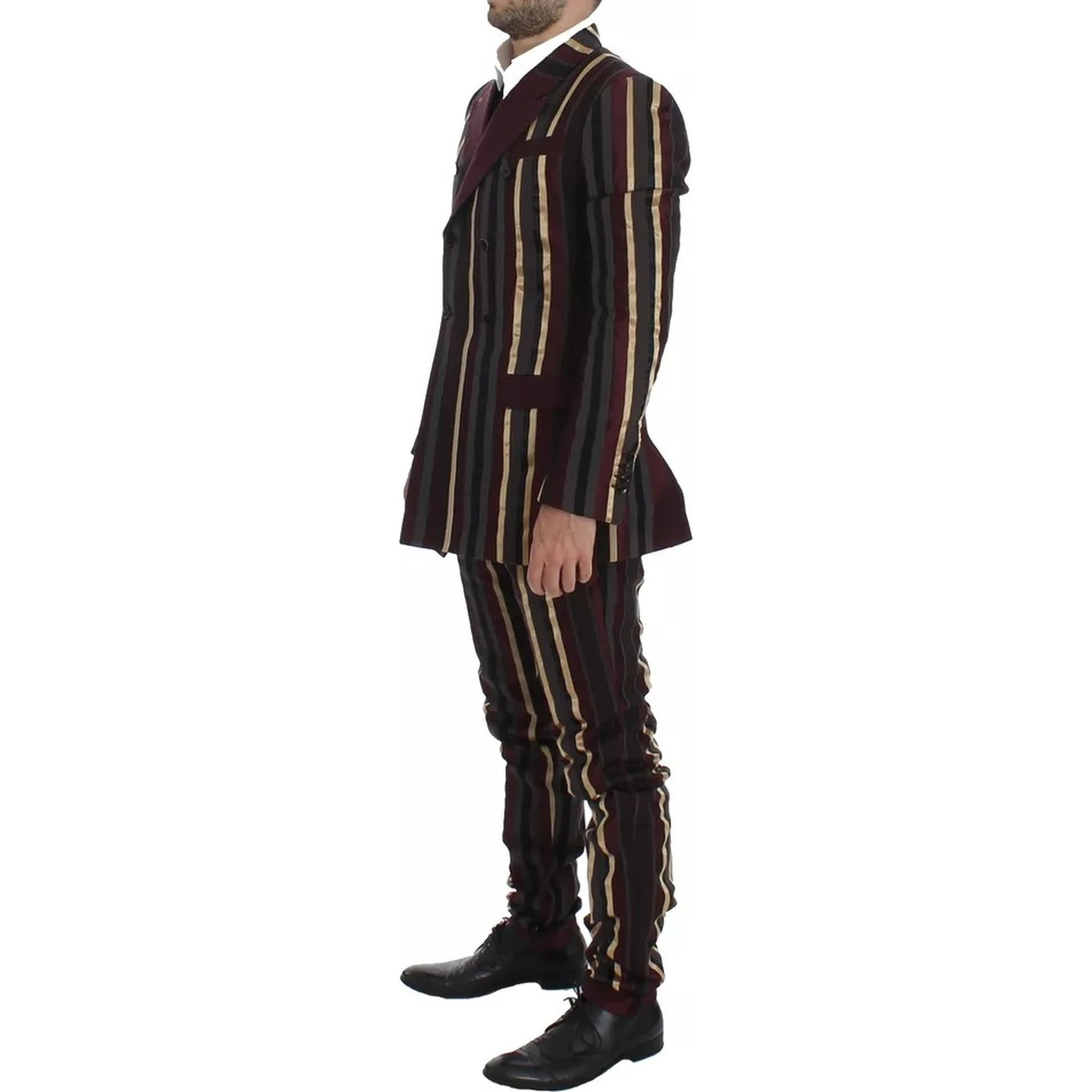 Multicolor Striped Runway 3 Piece Slim Fit Vest Suit