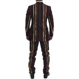 Multicolor Striped Runway 3 Piece Slim Fit Vest Suit