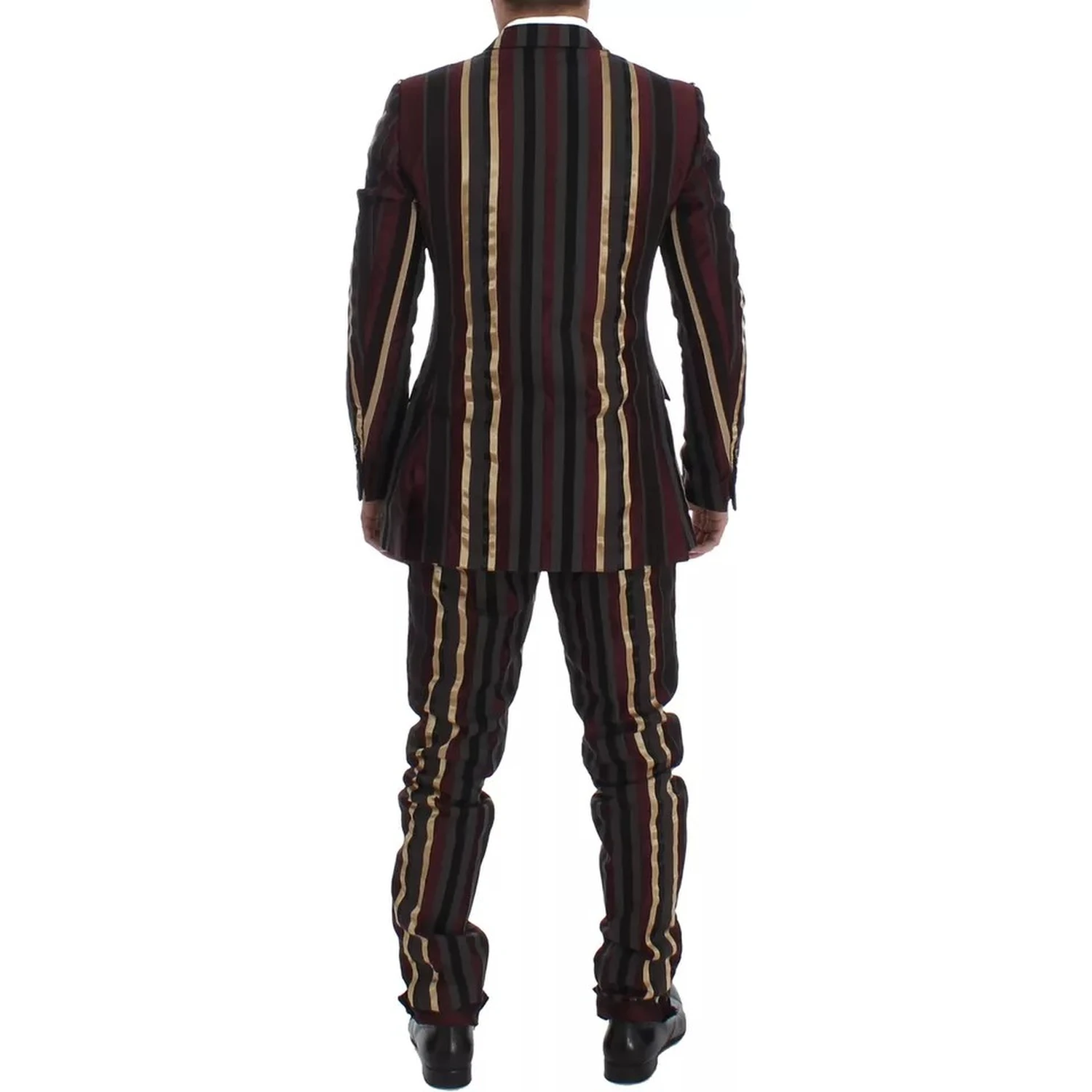Multicolor Striped Runway 3 Piece Slim Fit Vest Suit
