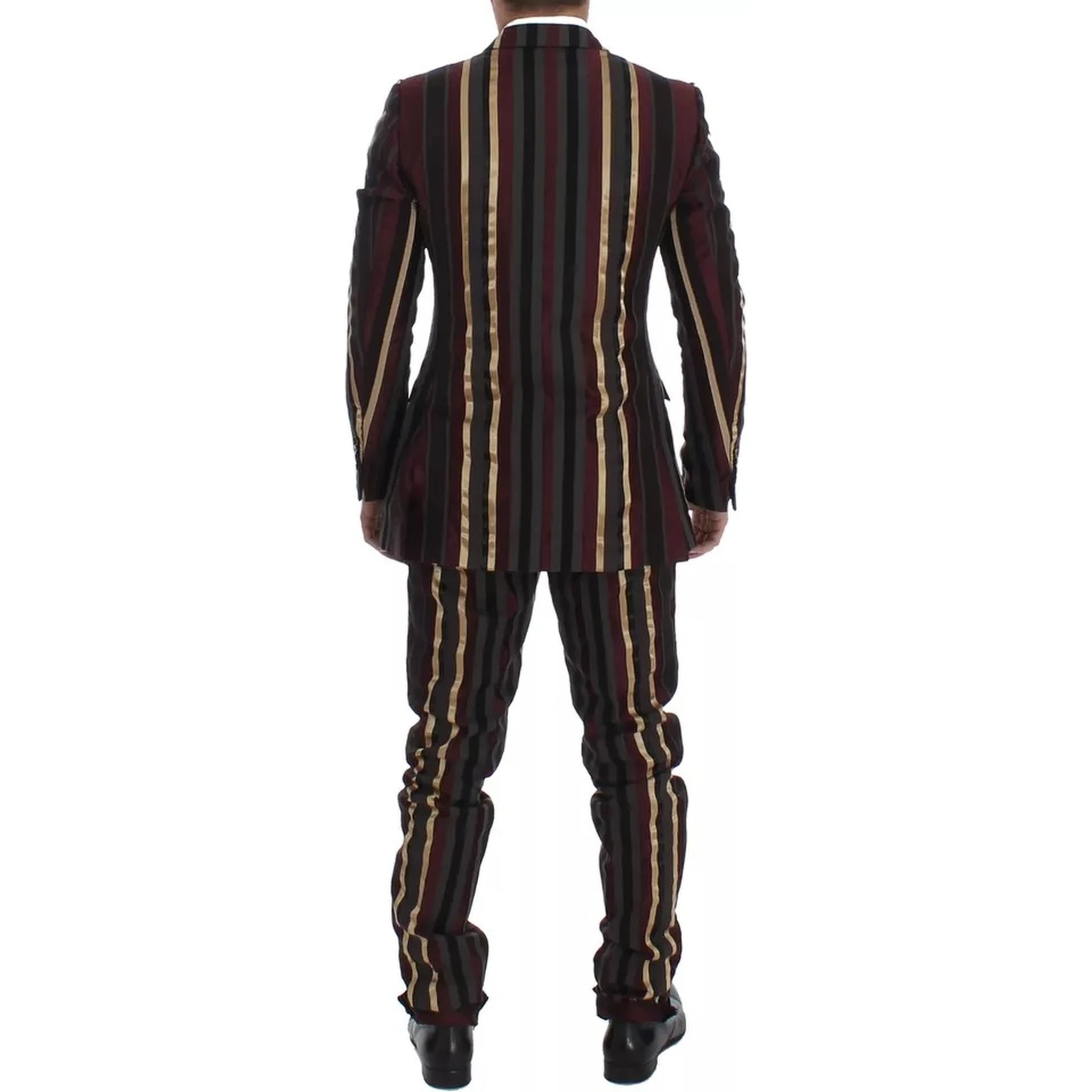 Multicolor Striped Runway 3 Piece Slim Fit Vest Suit