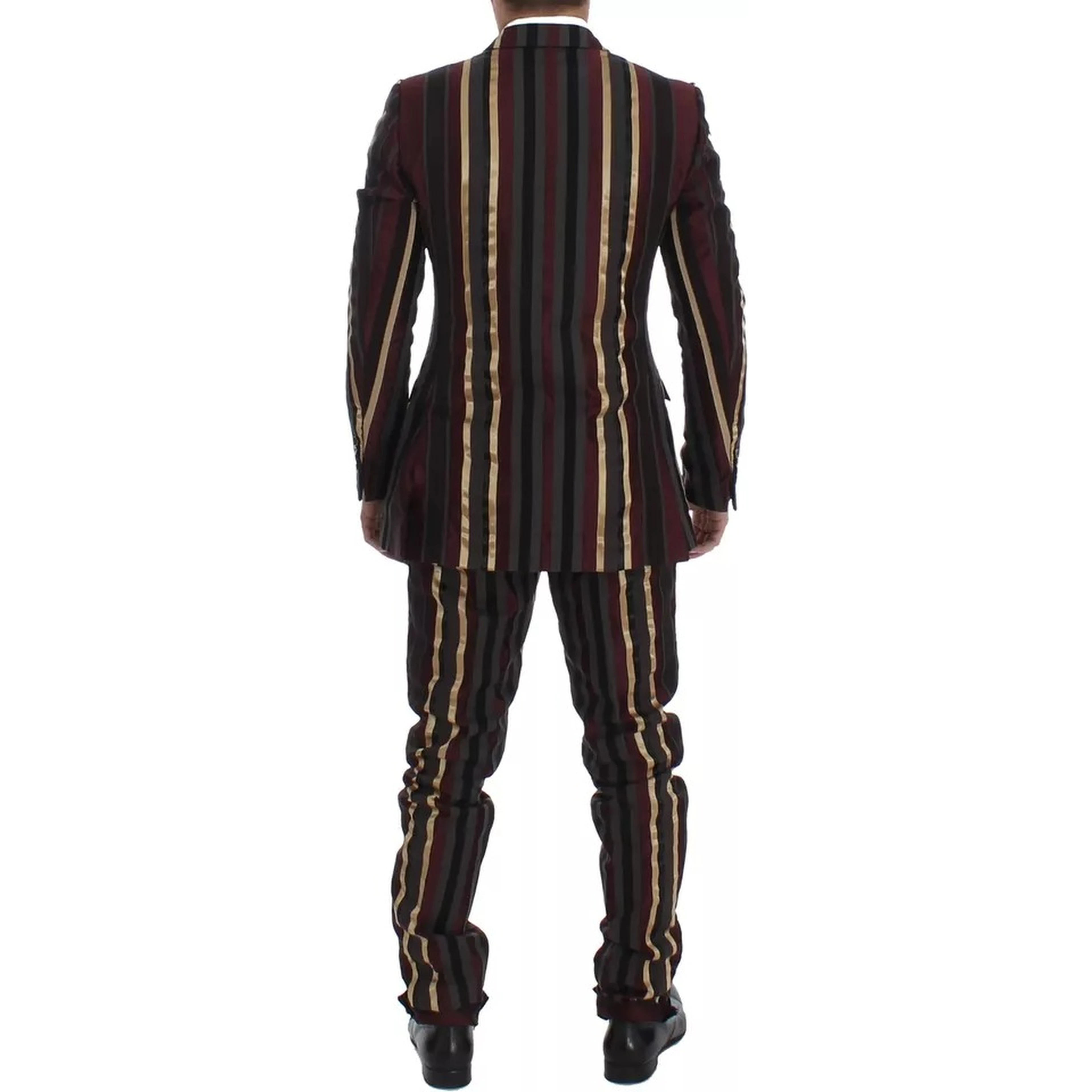 Multicolor Striped Runway 3 Piece Slim Fit Vest Suit