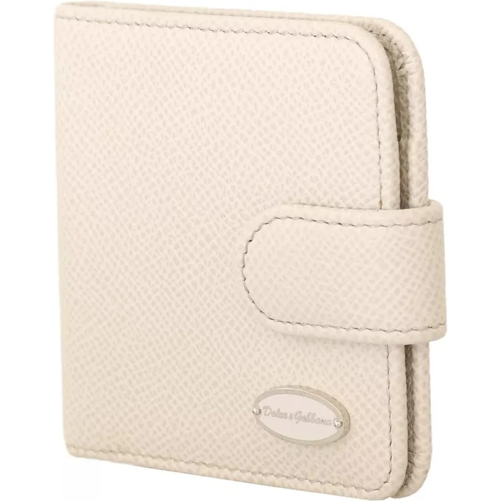 White Dauphine Leather Condom Case Holder Pocket Wallet