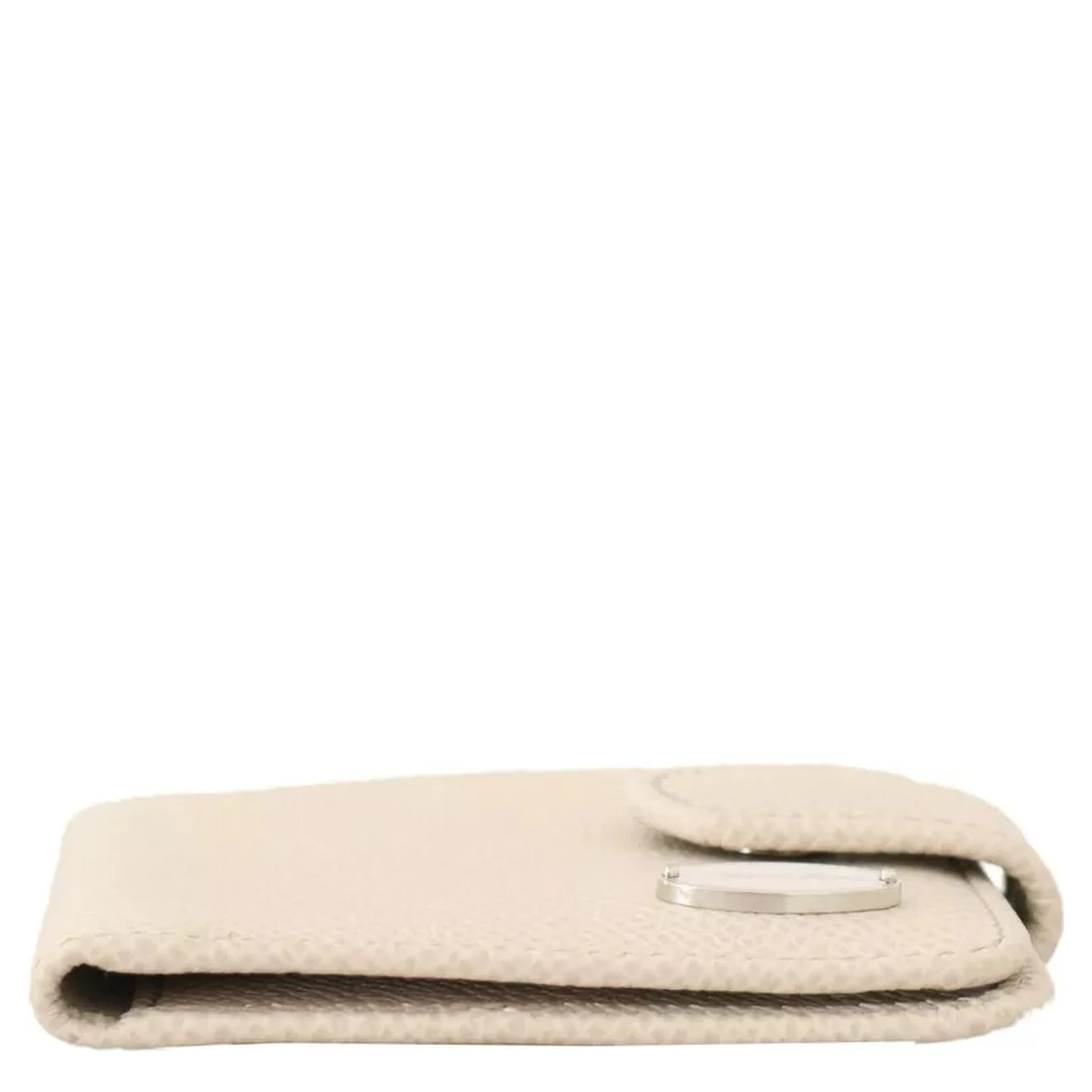 White Dauphine Leather Condom Case Holder Pocket Wallet