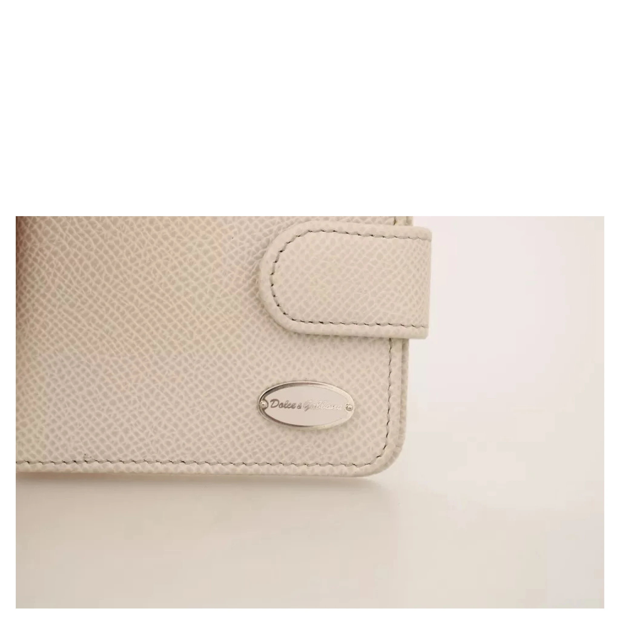 White Dauphine Leather Condom Case Holder Pocket Wallet