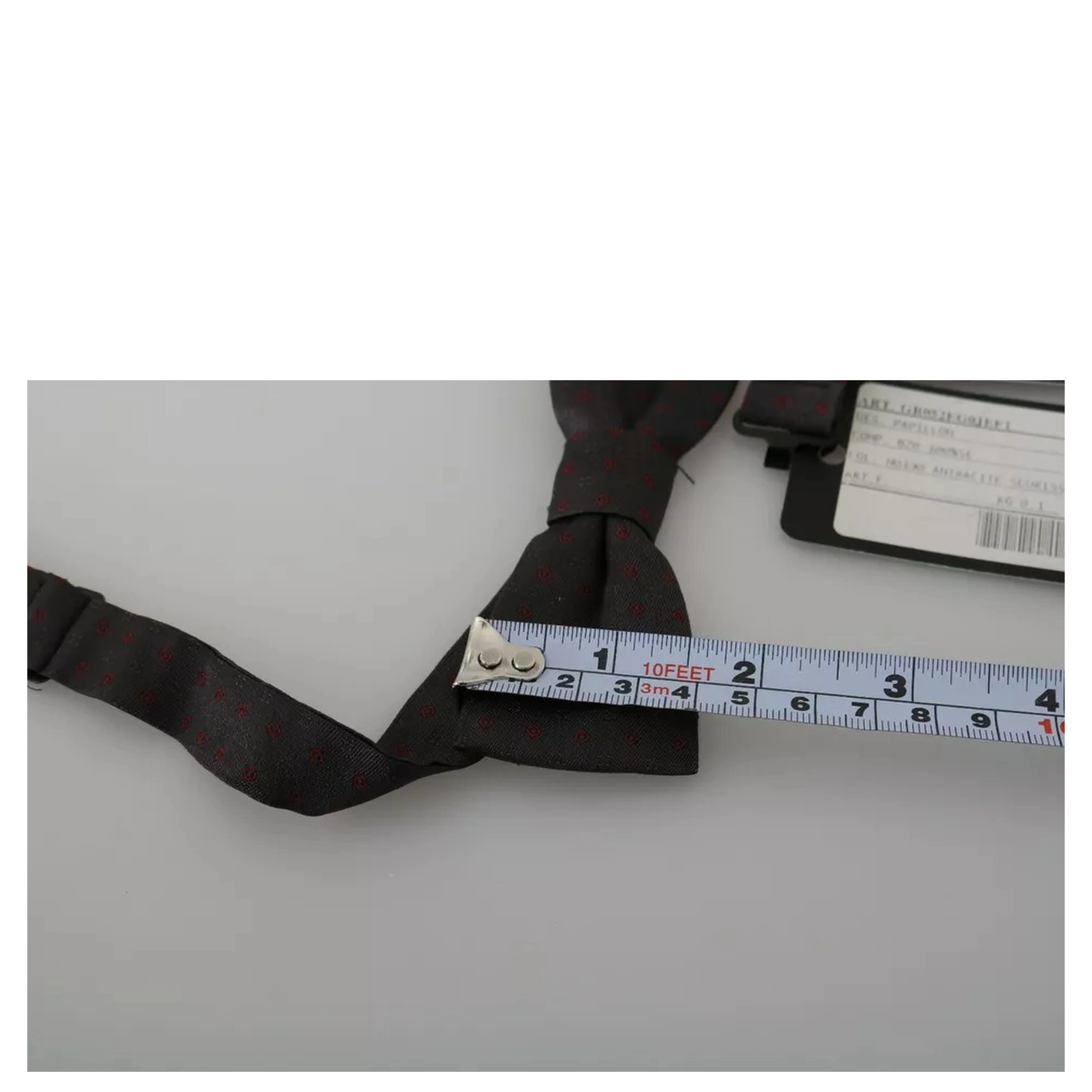 Gray Dotted Silk Adjustable Neck Bow Tie