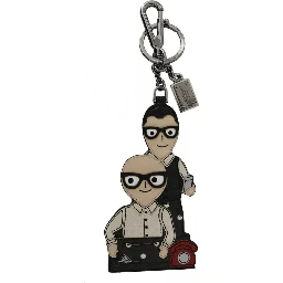 Silver Leather Dominico Stefano #DGFAMILY Logo Badge Keychain