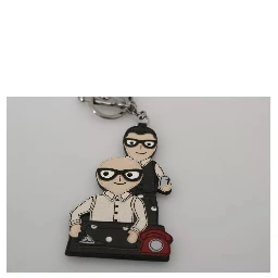 Silver Leather Dominico Stefano #DGFAMILY Logo Badge Keychain