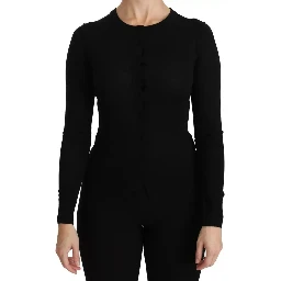 Black Virgin Wool Long Sleeve Top Blouse Top