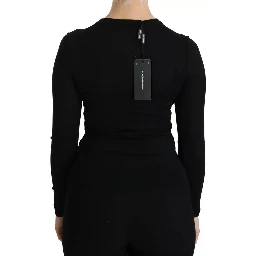 Black Virgin Wool Long Sleeve Top Blouse Top