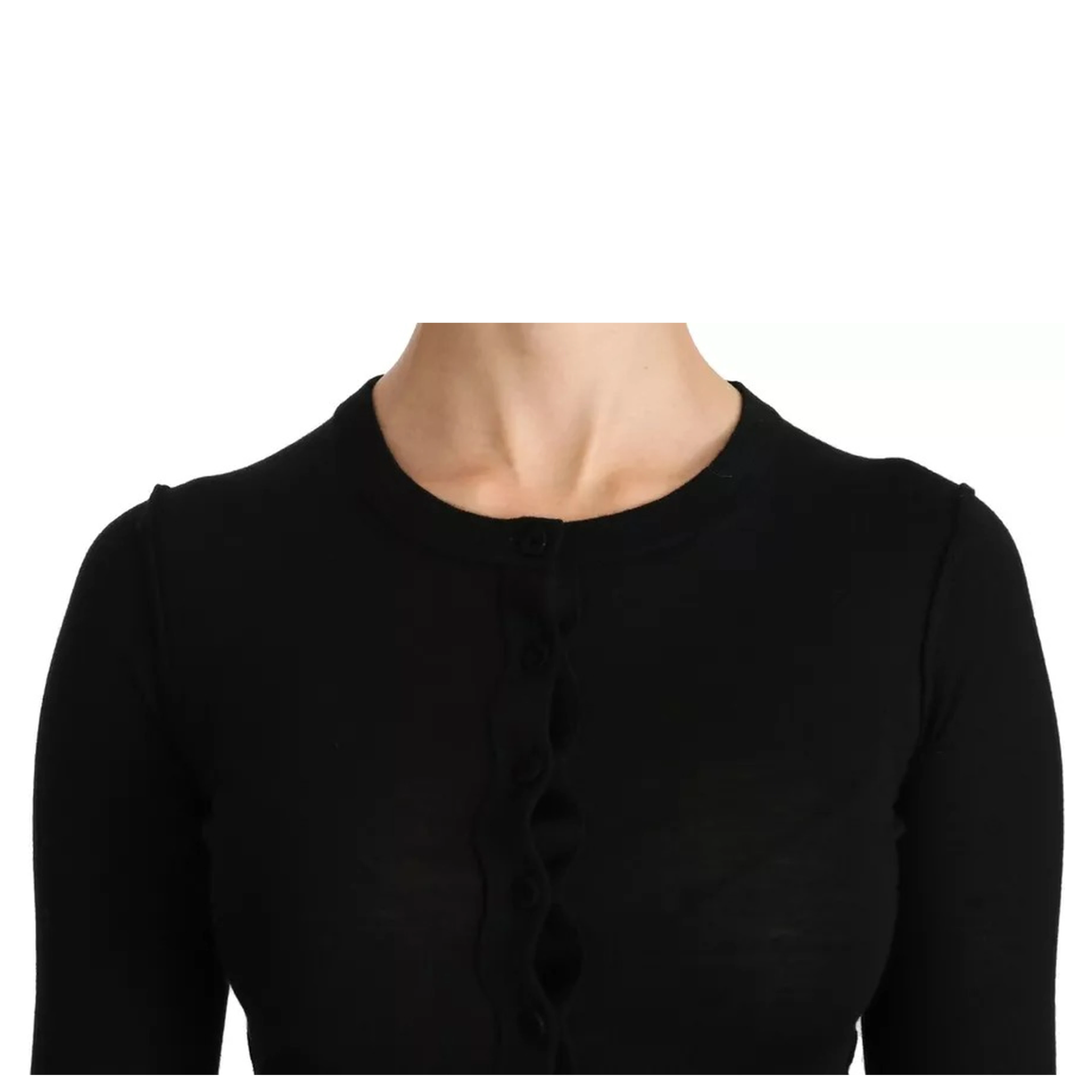 Black Virgin Wool Long Sleeve Top Blouse Top