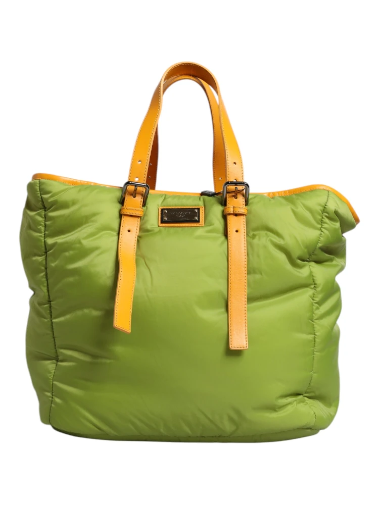 Green Nylon Padded Logo Plaque Tote Crossbody Bag alternative