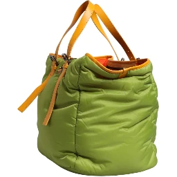 Green Nylon Padded Logo Plaque Tote Crossbody Bag