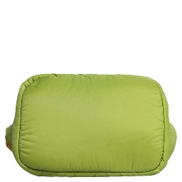 Green Nylon Padded Logo Plaque Tote Crossbody Bag