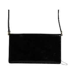 Black Patent Leather Logo Plaque Crossbody Bag