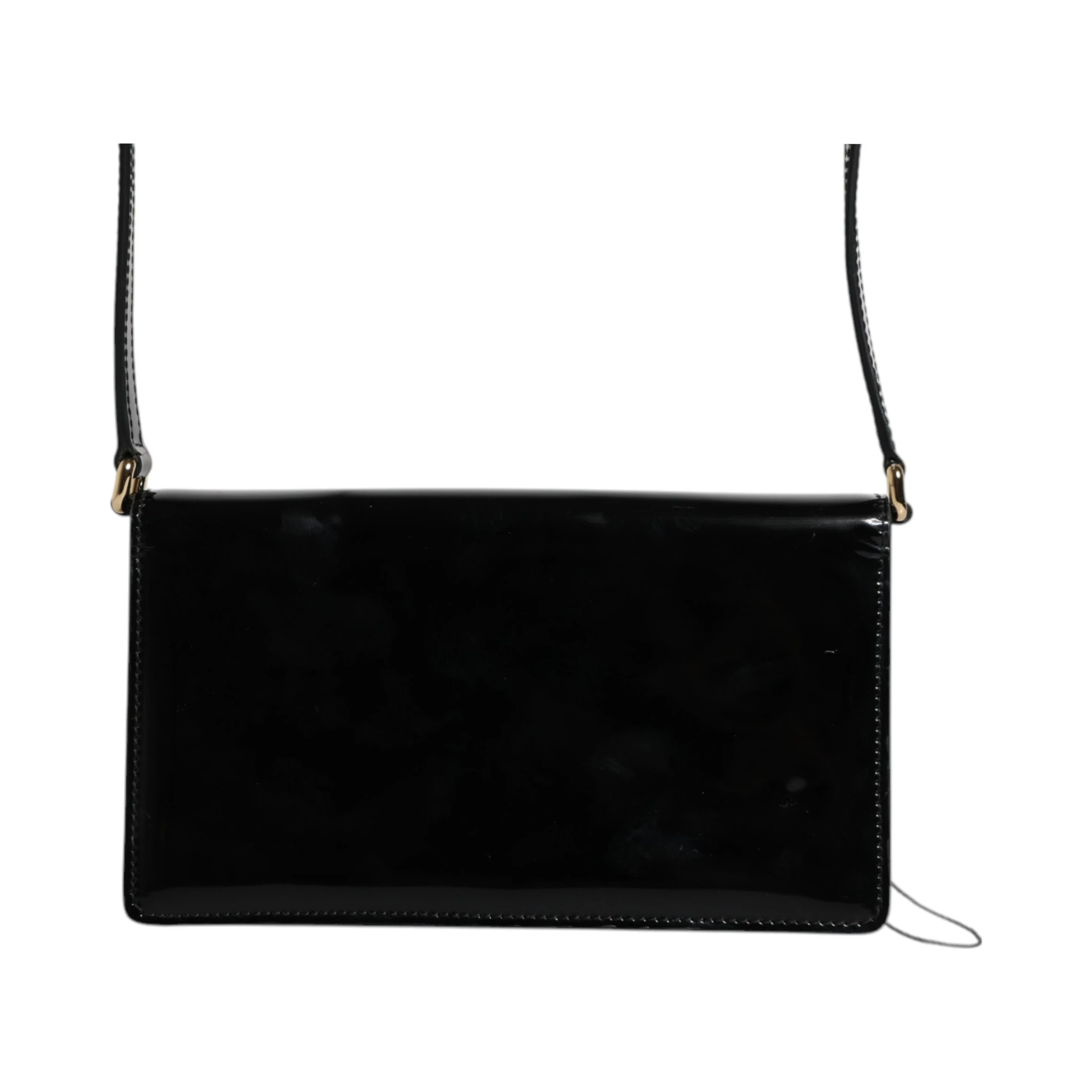 Black Patent Leather Logo Plaque Crossbody Bag