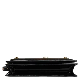 Black Patent Leather Logo Plaque Crossbody Bag