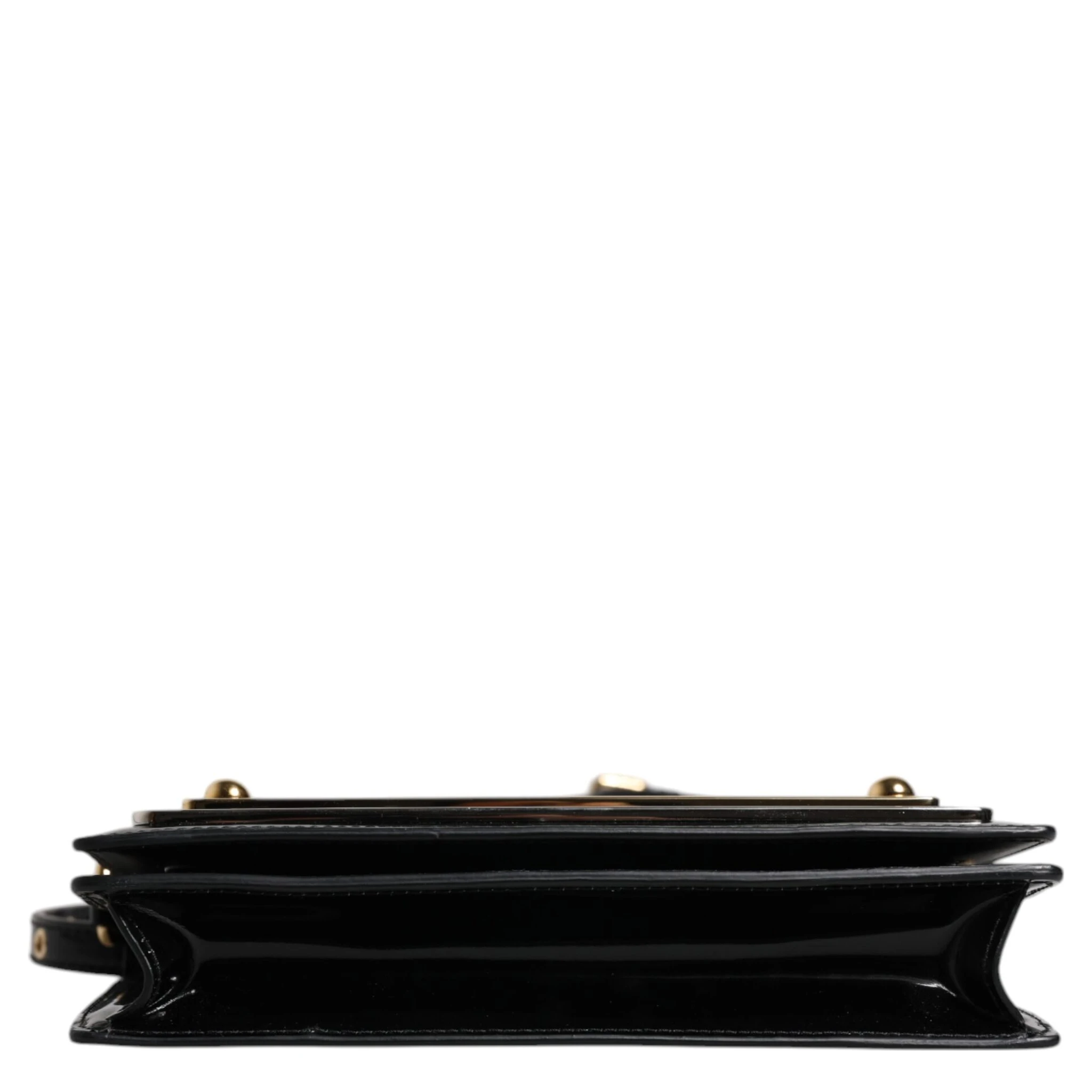 Black Patent Leather Logo Plaque Crossbody Bag