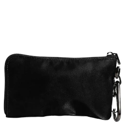 Black Nylon Logo Plaque Keyring Pouch Clutch Bag