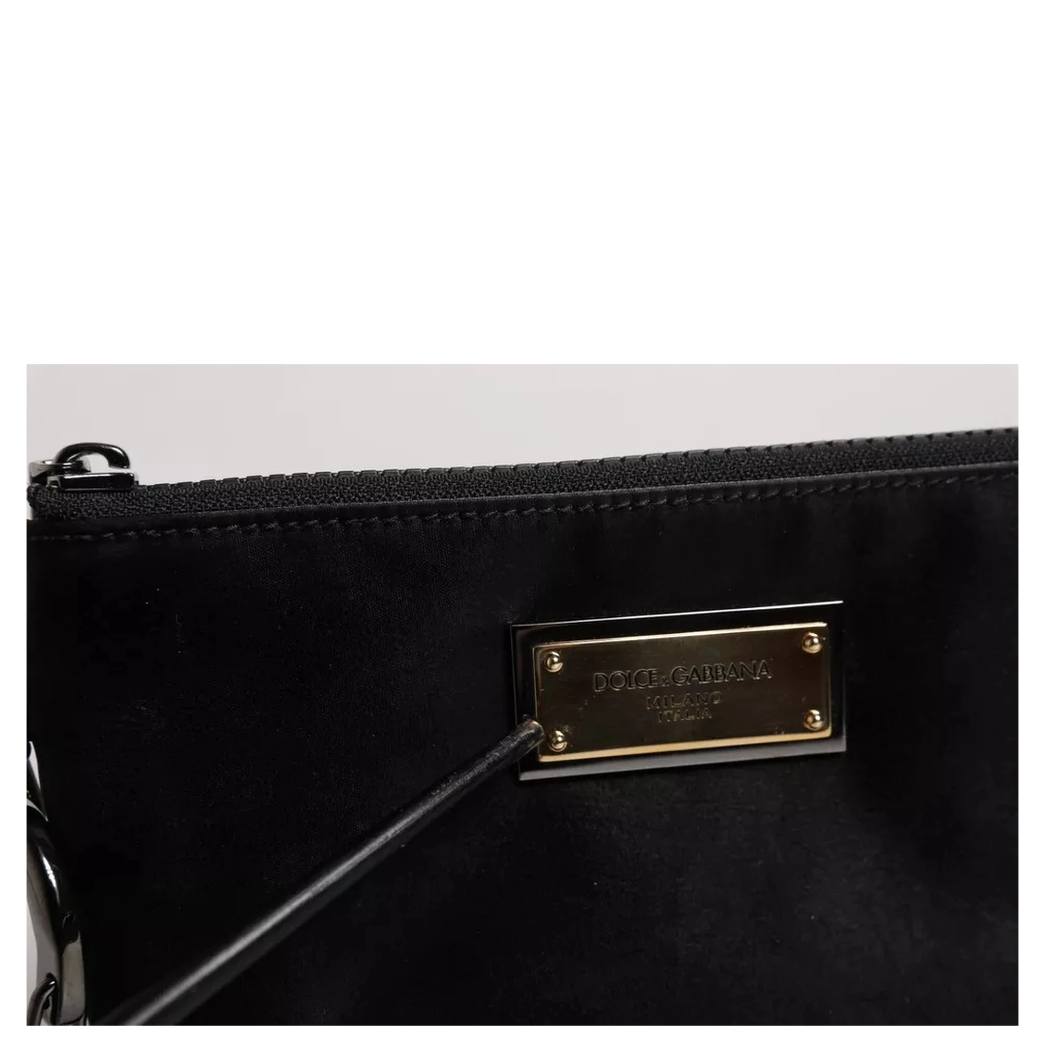 Black Nylon Logo Plaque Keyring Pouch Clutch Bag