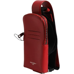 Red Leather Logo Zip Around Card Holder Wide Strap Wallet