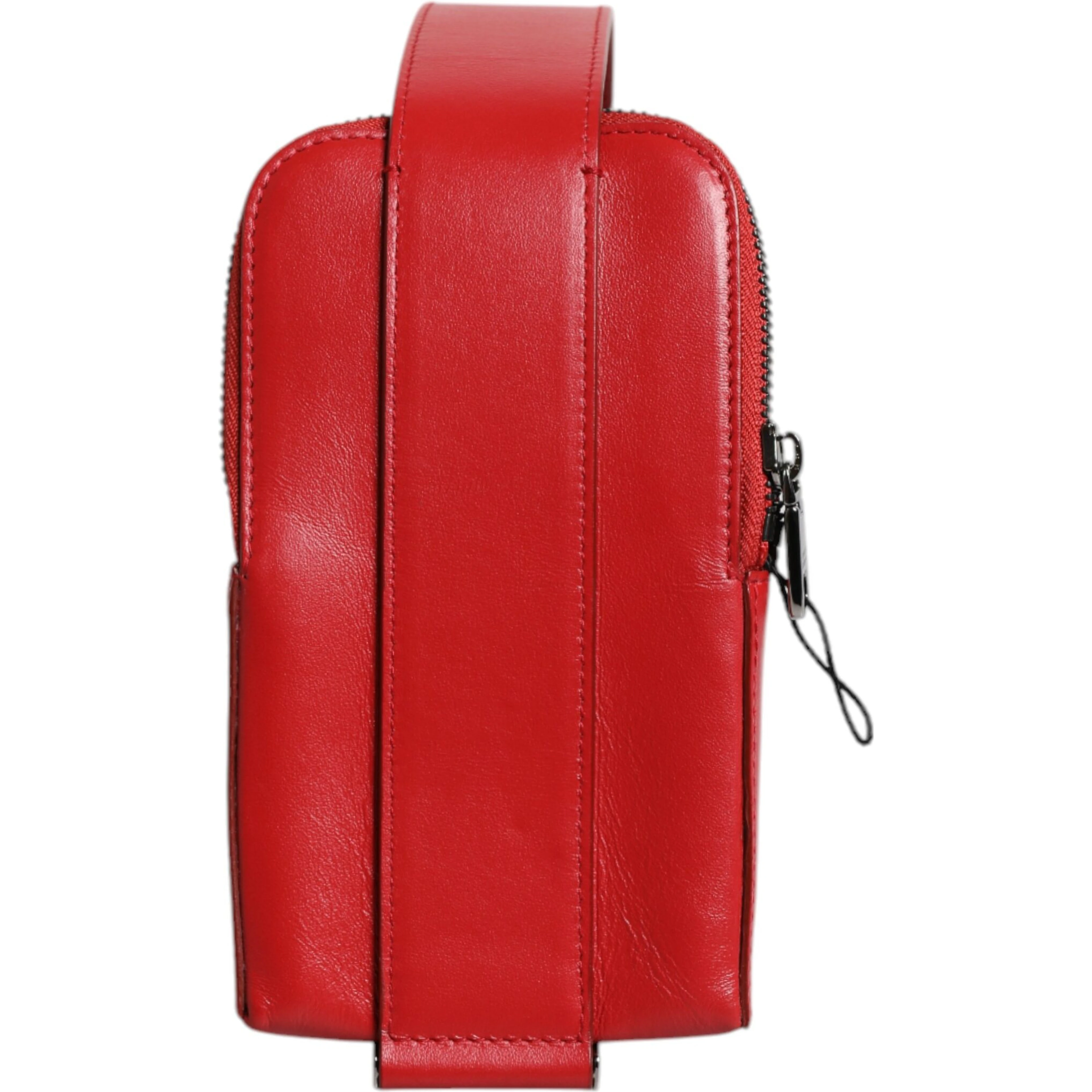 Red Leather Logo Zip Around Card Holder Wide Strap Wallet