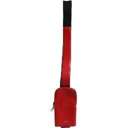 Red Leather Logo Zip Around Card Holder Wide Strap Wallet