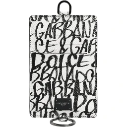 White Leather Lanyard Logo Print Card Holder Wallet