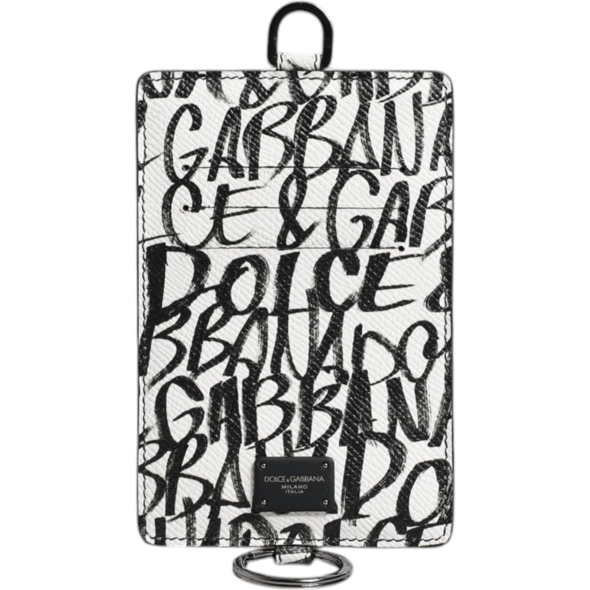 White Leather Lanyard Logo Print Card Holder Wallet