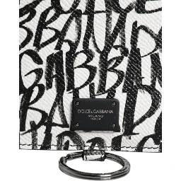 White Leather Lanyard Logo Print Card Holder Wallet