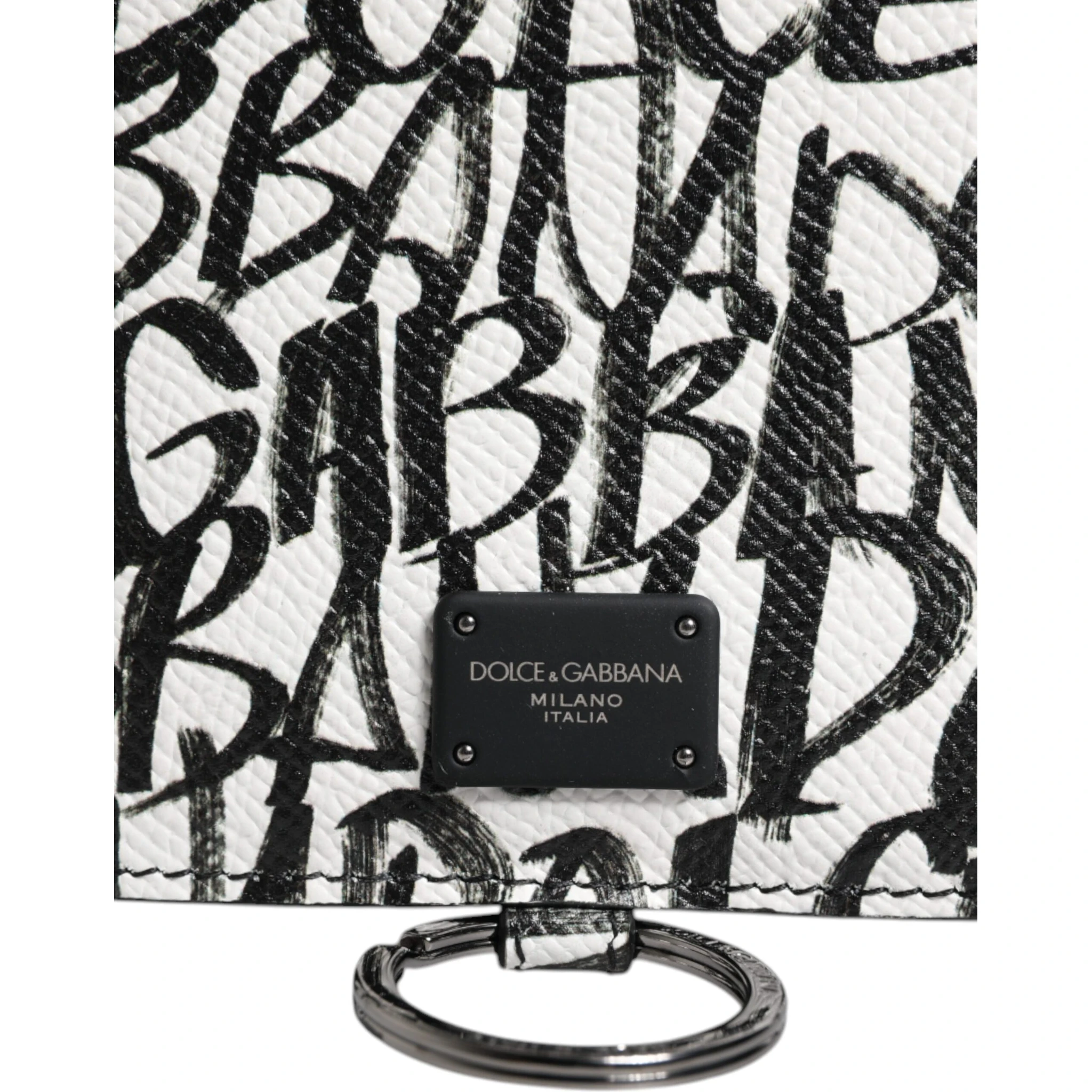 White Leather Lanyard Logo Print Card Holder Wallet