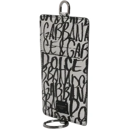 White Leather Lanyard Logo Print Card Holder Wallet