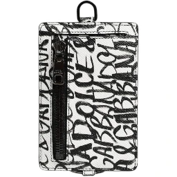 White Leather Lanyard Logo Print Card Holder Wallet