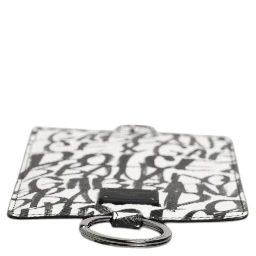 White Leather Lanyard Logo Print Card Holder Wallet