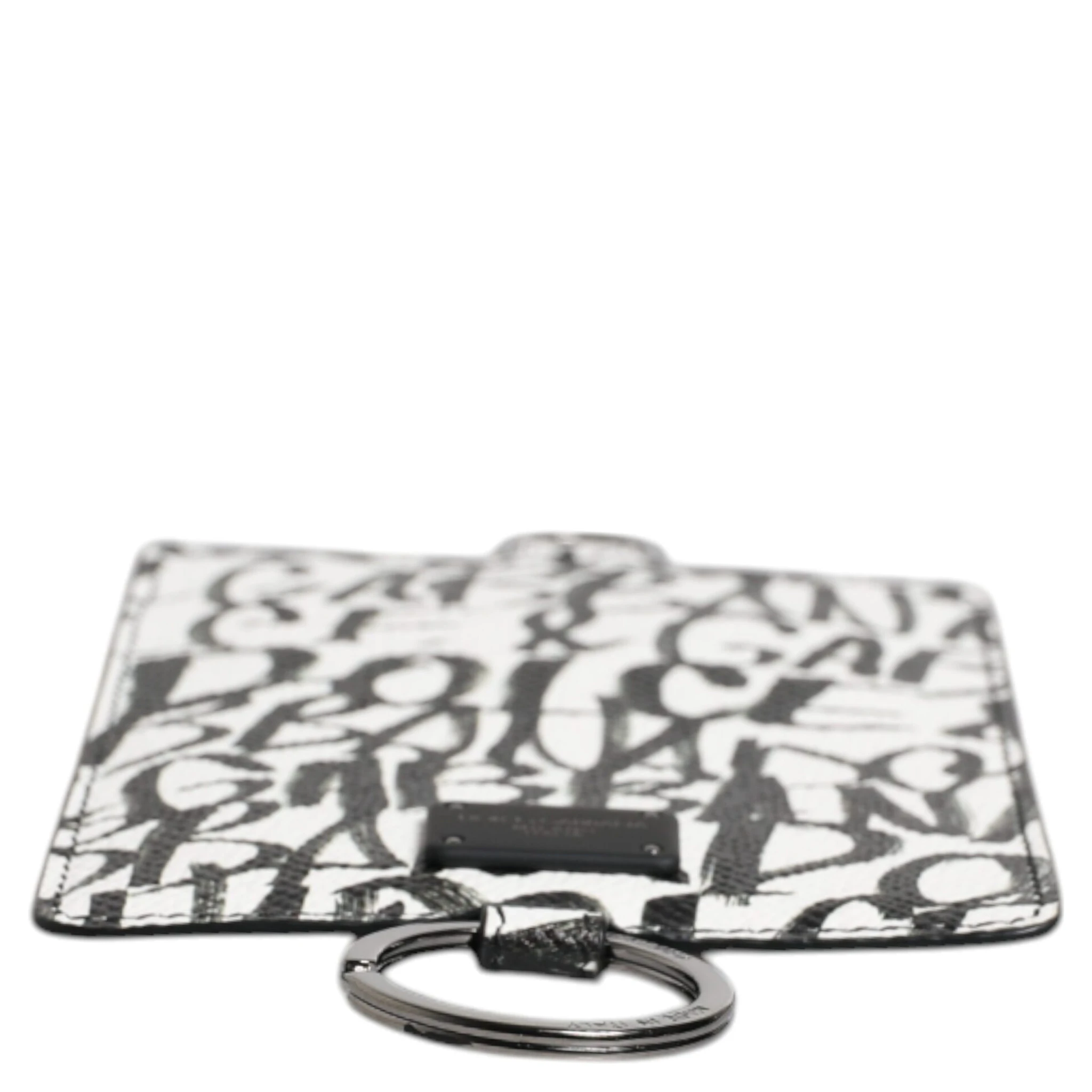 White Leather Lanyard Logo Print Card Holder Wallet