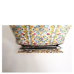 Beige Leather Trifold Logo Plaque Card Holder Wallet