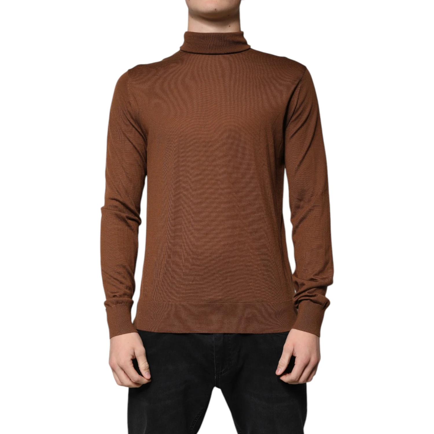 Brown Cashmere Turtleneck Pullover Sweater