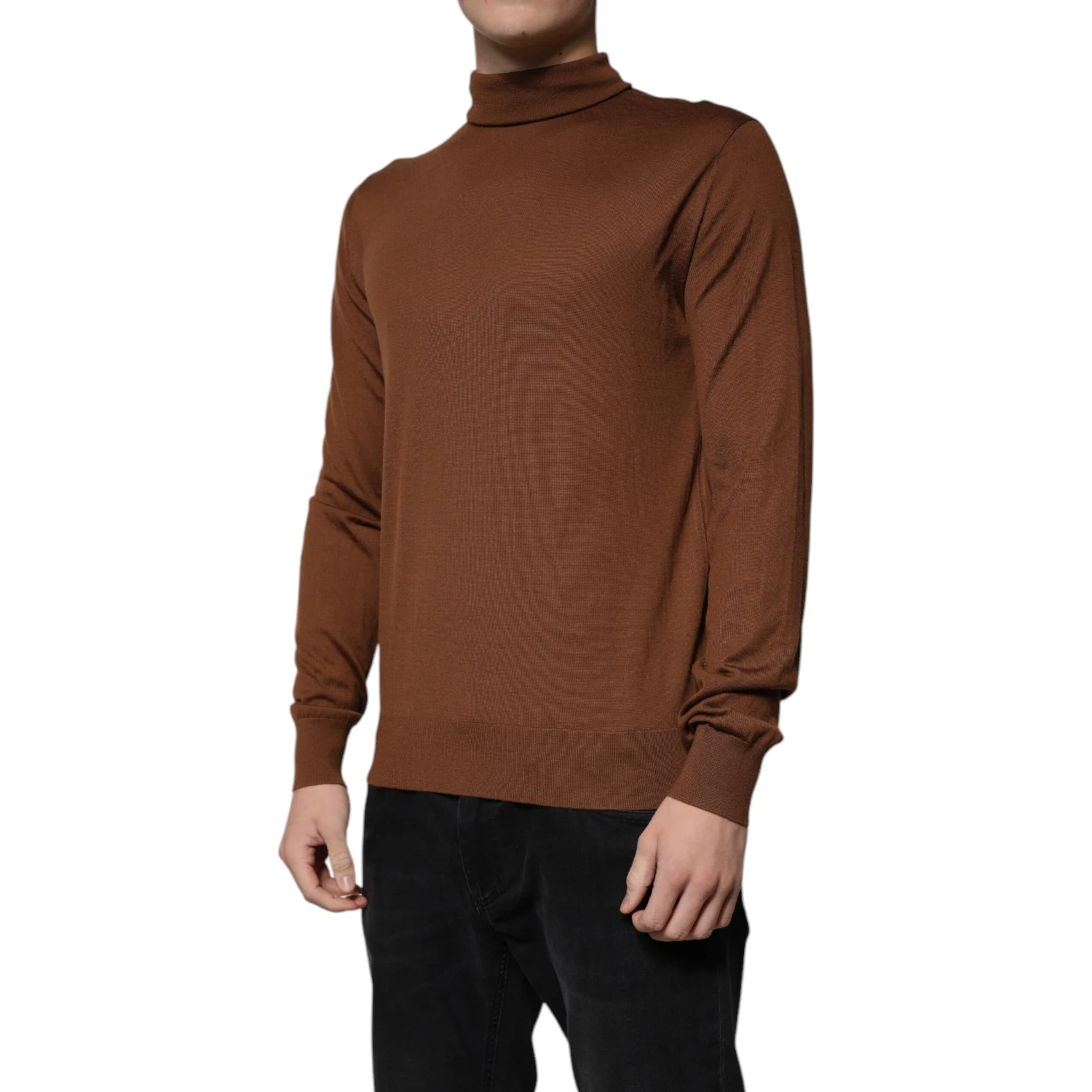Brown Cashmere Turtleneck Pullover Sweater