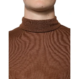 Brown Cashmere Turtleneck Pullover Sweater