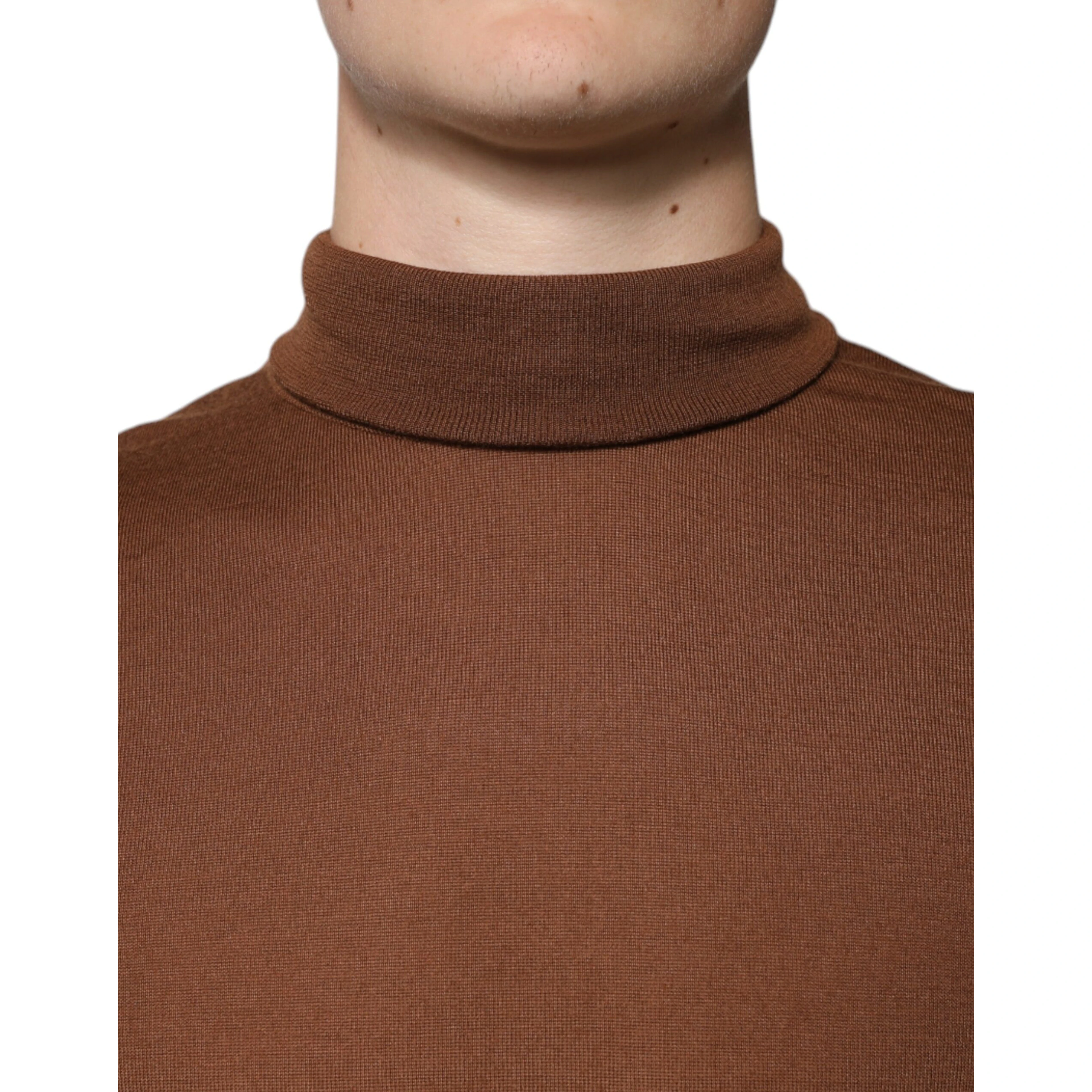 Brown Cashmere Turtleneck Pullover Sweater