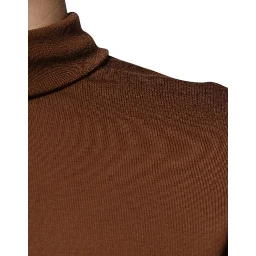 Brown Cashmere Turtleneck Pullover Sweater