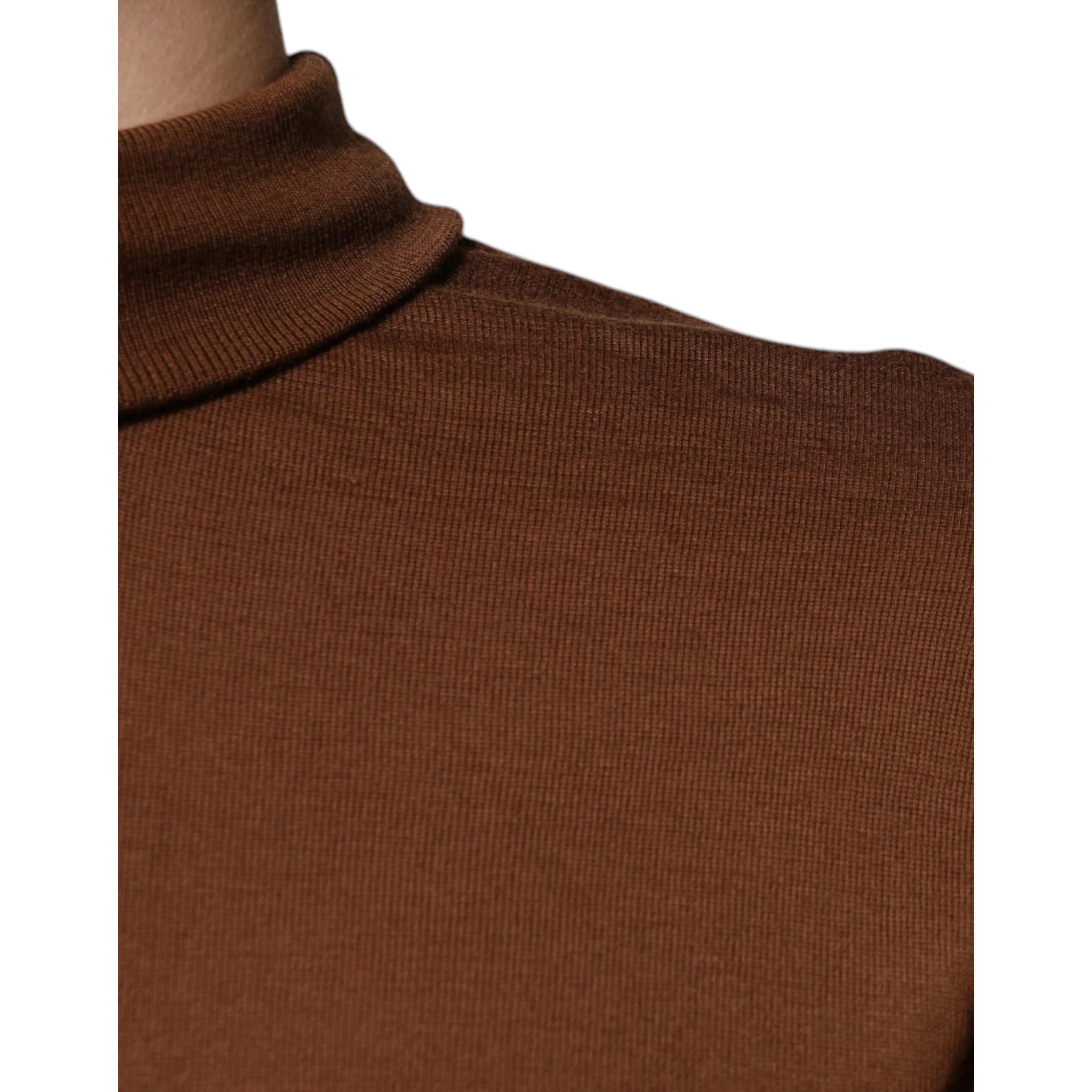 Brown Cashmere Turtleneck Pullover Sweater