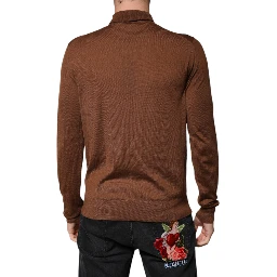 Brown Cashmere Turtleneck Pullover Sweater