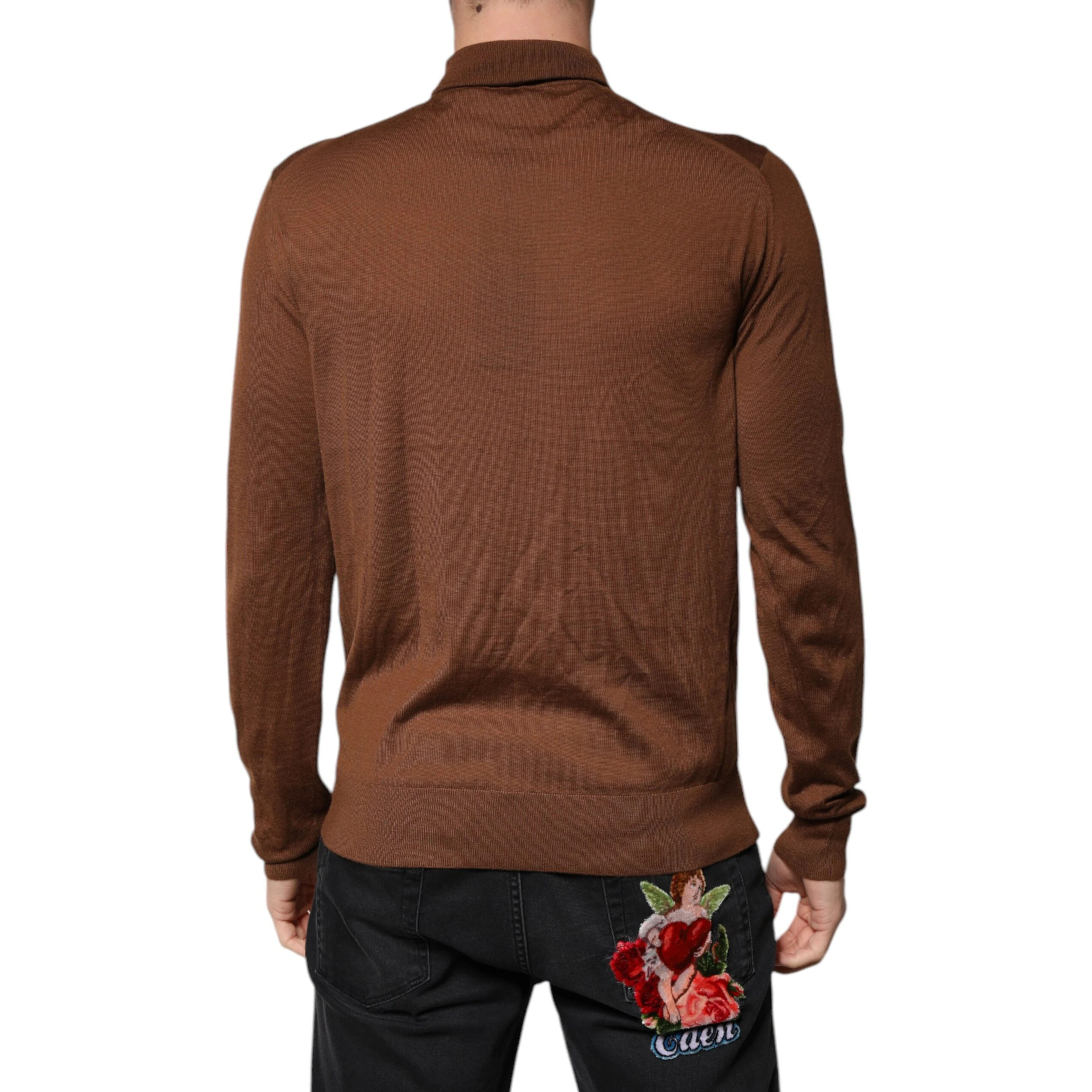Brown Cashmere Turtleneck Pullover Sweater